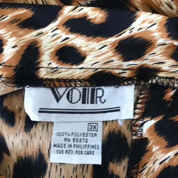 Vintage Voir animal leopard print soft flowy button down skirt elastic w… - Picture 7 of 10